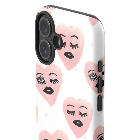 Bouffants and Broken Hearts Winking Hearts iPhone 16 Plus Impact Case